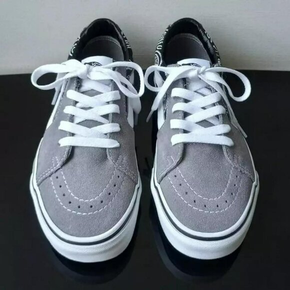 Vans Women's Sk8-Low Suede/Canvas Sneaker in Wonderful Paisley Gray/True White - Picture 3 of 12